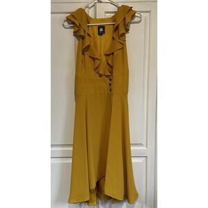 Anthropologie Quillaree Mustard Yellow Ruffle Wrap Sleeveless Dress~Size 6